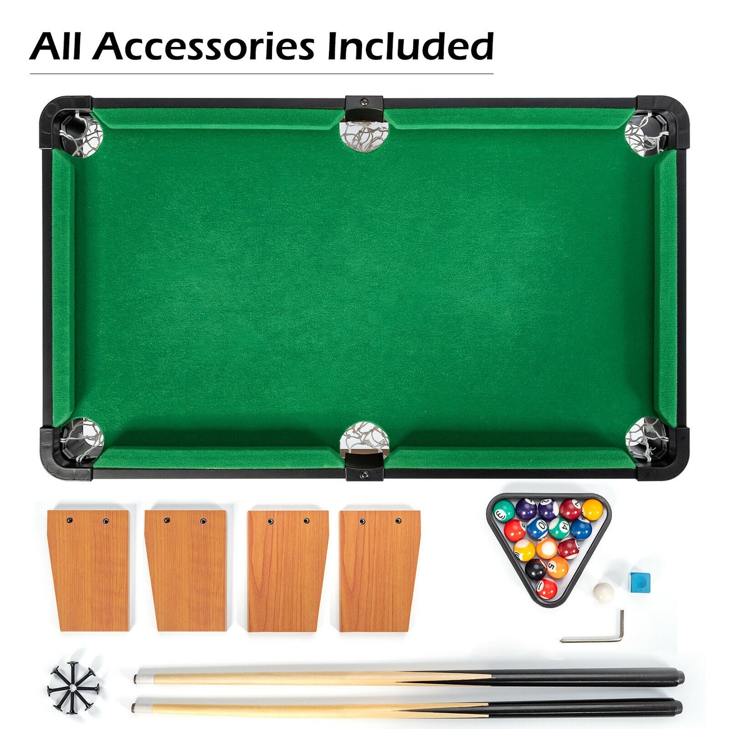 Ensemble de mini-table de billard de 24 pouces Table de billard d'intérieur avec accessoires