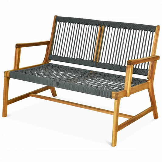 2-Person Acacia Wood Yard Bench for Balcony and Patio