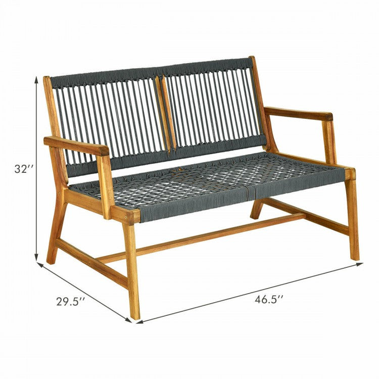 Banc de jardin en bois d'acacia pour 2 personnes pour balcon et terrasse