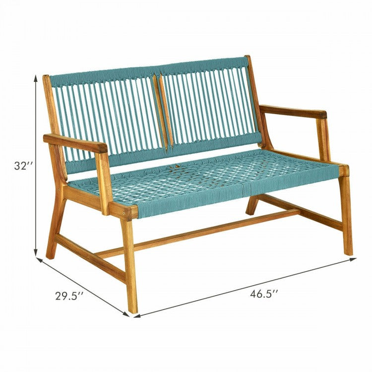 Banc de jardin en bois d'acacia pour 2 personnes pour balcon et terrasse