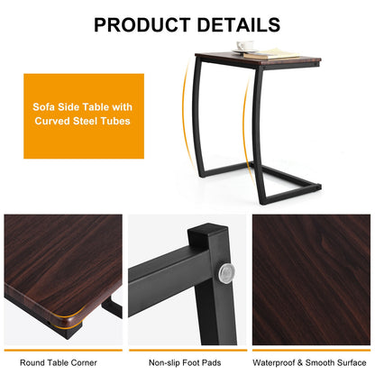 Steel Frame C-shaped Sofa Side End Table-Coffee