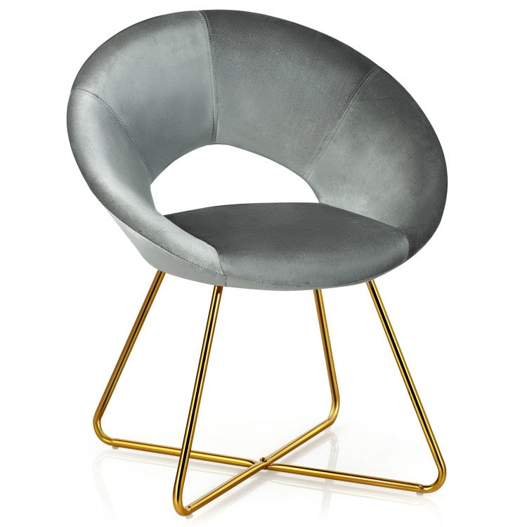 Modern Accent Velvet Dining Arm Chair with Golden Metal Legs and Soft Cushion