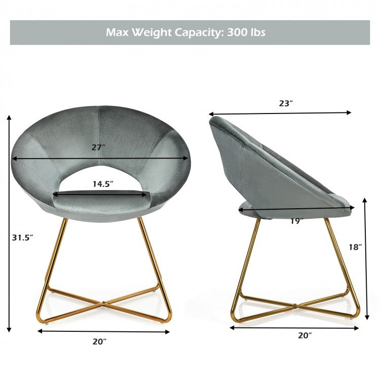 Chaise de salle à manger moderne en velours avec pieds en métal doré et coussin moelleux