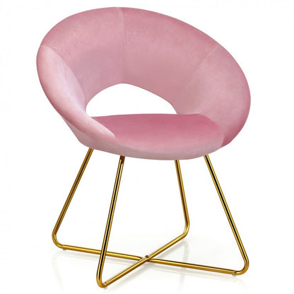 Modern Accent Velvet Dining Arm Chair with Golden Metal Legs and Soft Cushion