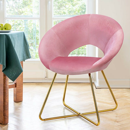 Chaise de salle à manger moderne en velours avec pieds en métal doré et coussin moelleux