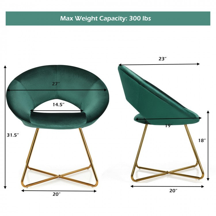 Chaise de salle à manger moderne en velours avec pieds en métal doré et coussin moelleux