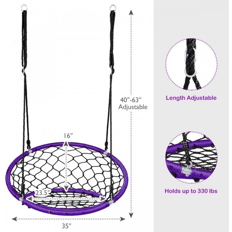 Net Hanging Swing Chair with Adjustable Hanging Ropes