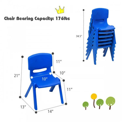 Lot de 4 chaises de classe empilables en plastique pour enfants