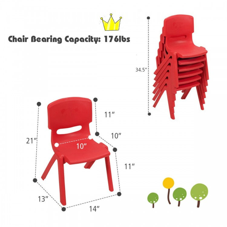 Lot de 4 chaises de classe empilables en plastique pour enfants