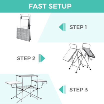 Table de barbecue d'extérieur pliable avec support pour grillades