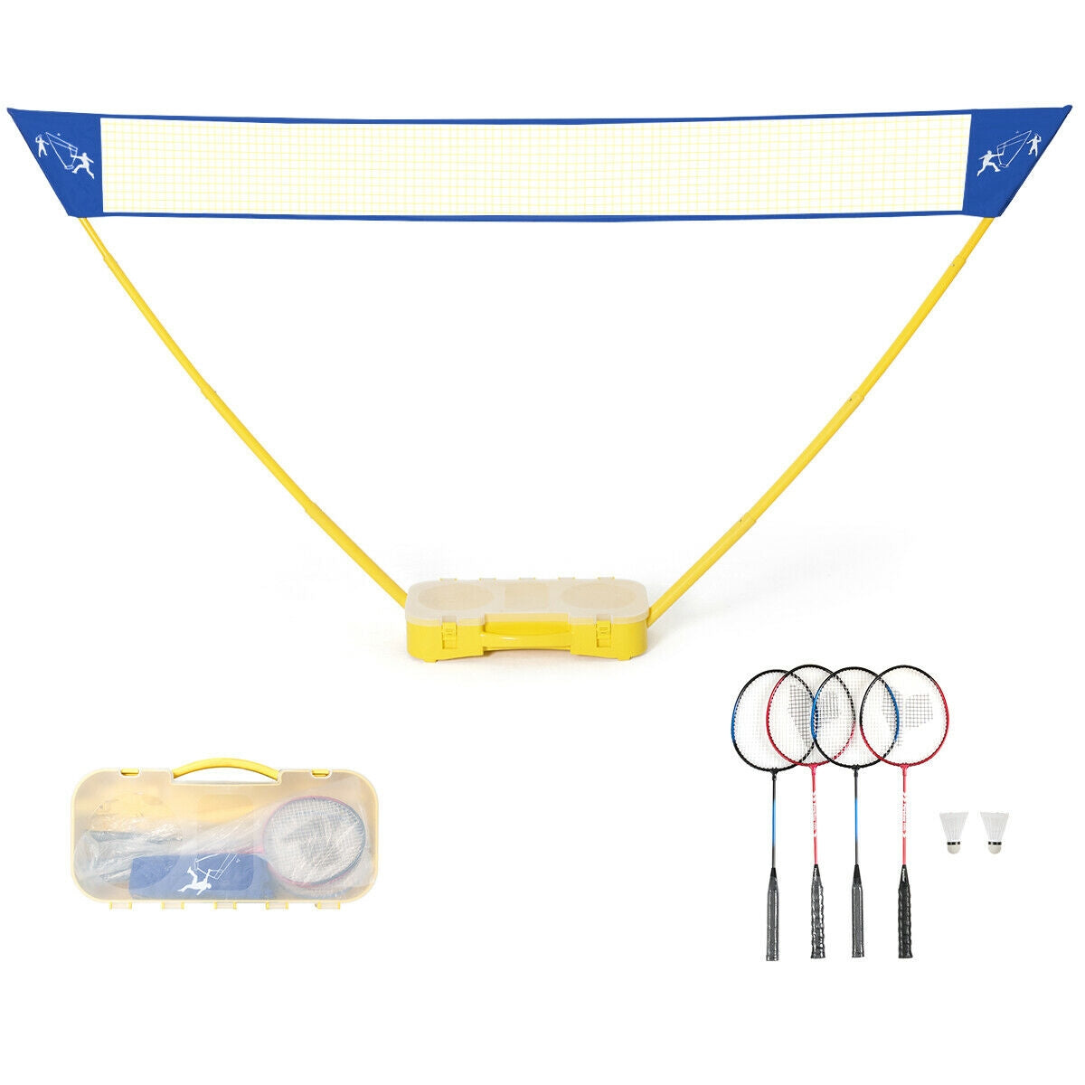 Ensemble de badminton portable Filet de tennis pliable pour badminton et volley-ball