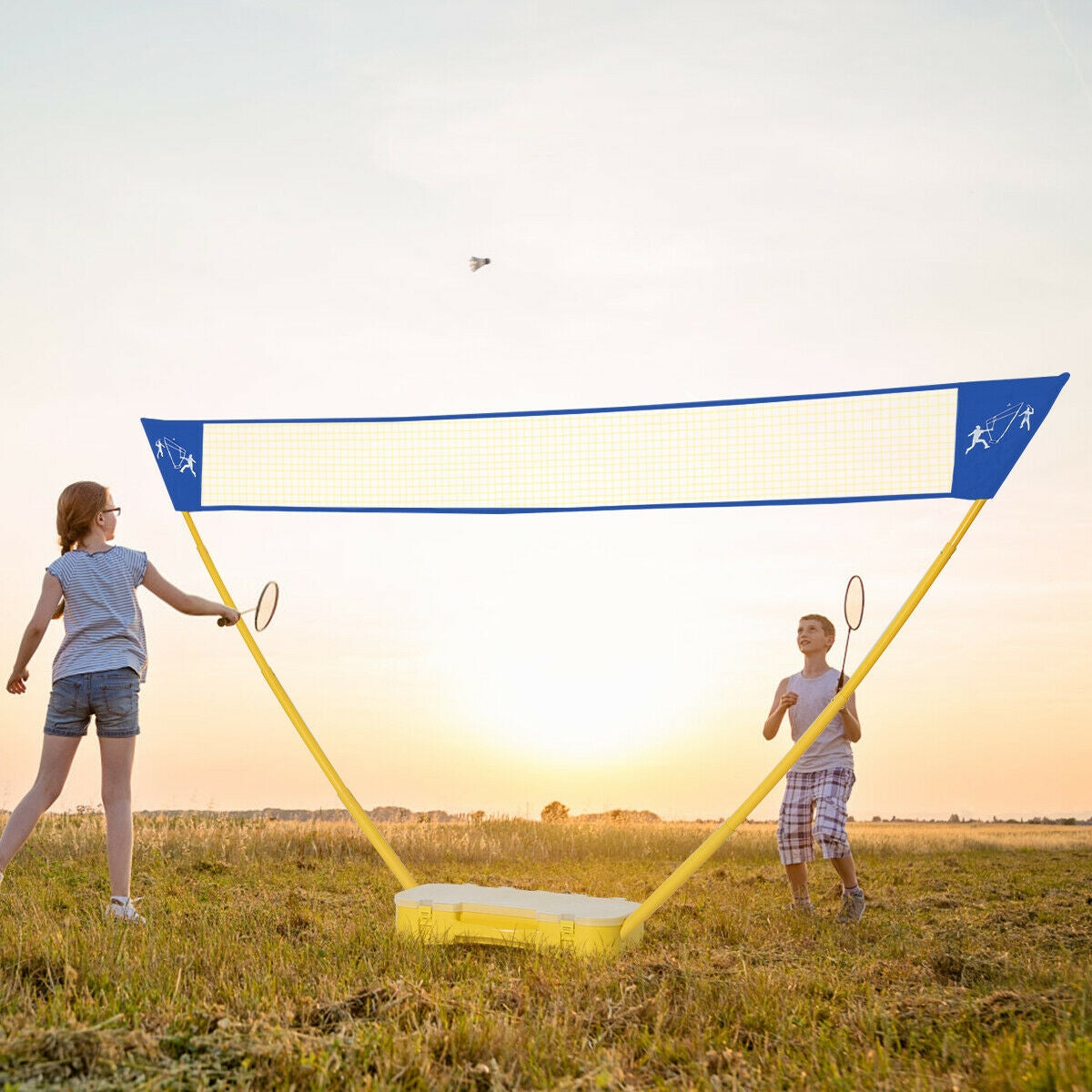 Ensemble de badminton portable Filet de tennis pliable pour badminton et volley-ball