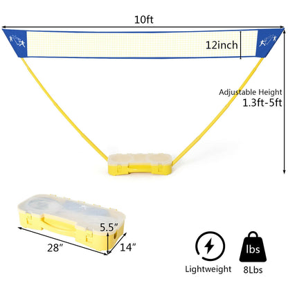 Ensemble de badminton portable Filet de tennis pliable pour badminton et volley-ball