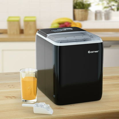 44 lbs Portable Countertop Ice Maker Machine with Scoop-Black