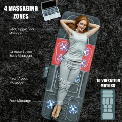 Tapis de massage pliable avec chaleur et 10 moteurs de vibration