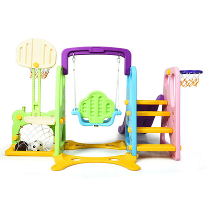 6-in-1 Climber Swing Basketball Hoop Football Gate