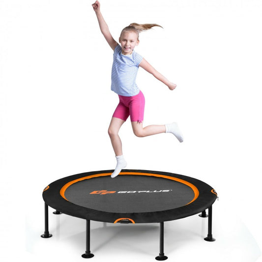 Trampoline pliable de 47 pouces pour exercices de fitness et de rebond avec coussin de sécurité pour enfants et adultes