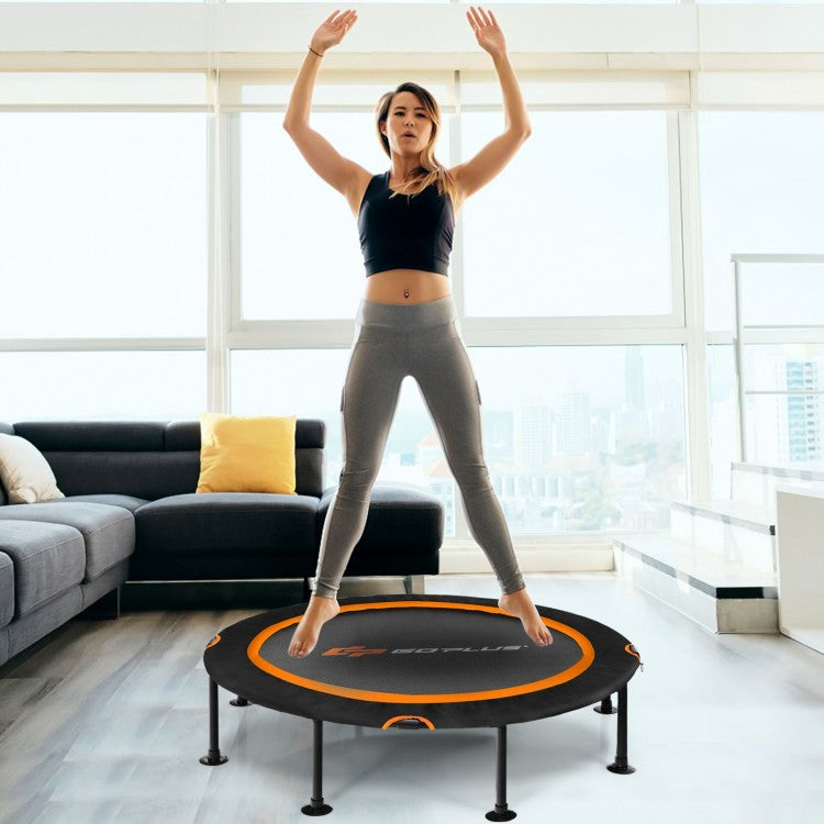 47 Inch Folding Trampoline Fitness Exercise Rebound with Safety Pad Kids and Adults