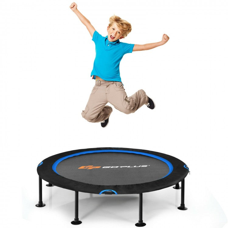 Trampoline pliable de 47 pouces pour exercices de fitness et de rebond avec coussin de sécurité pour enfants et adultes