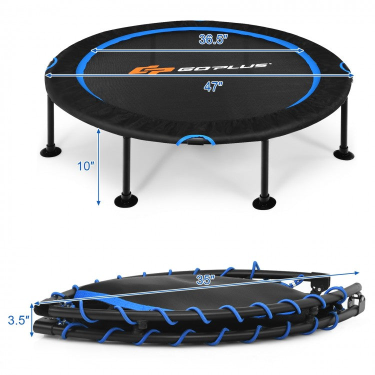 47 Inch Folding Trampoline Fitness Exercise Rebound with Safety Pad Kids and Adults