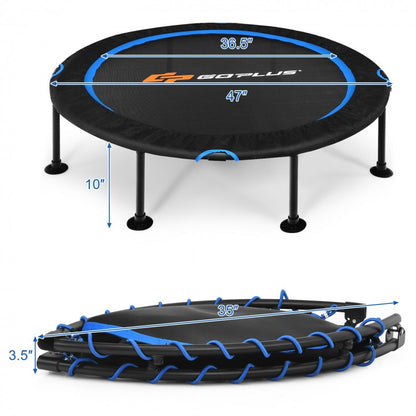 47 Inch Folding Trampoline Fitness Exercise Rebound with Safety Pad Kids and Adults