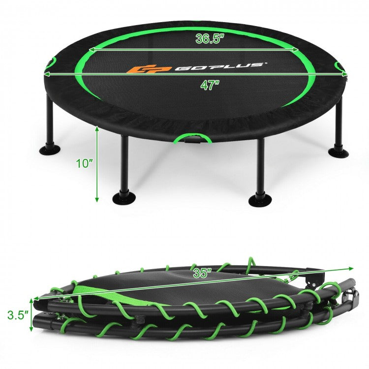 47 Inch Folding Trampoline Fitness Exercise Rebound with Safety Pad Kids and Adults