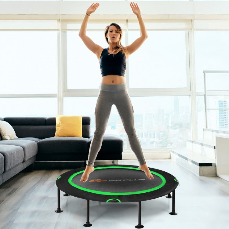 Trampoline pliable de 47 pouces pour exercices de fitness et de rebond avec coussin de sécurité pour enfants et adultes