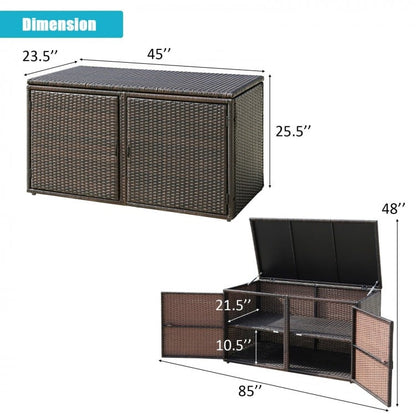 Conteneur de rangement en rotin pour patio de jardin de 88 gallons