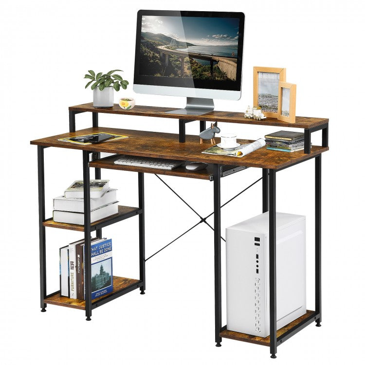 Bureau d'ordinateur de 47 pouces, table d'étude et d'écriture avec plateau pour clavier et support pour moniteur