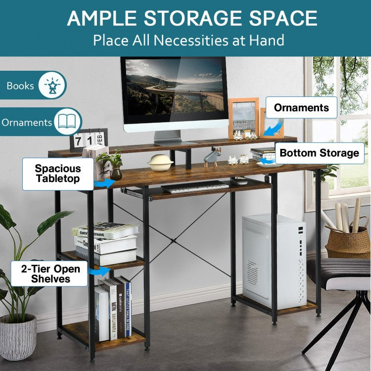 Bureau d'ordinateur de 47 pouces, table d'étude et d'écriture avec plateau pour clavier et support pour moniteur