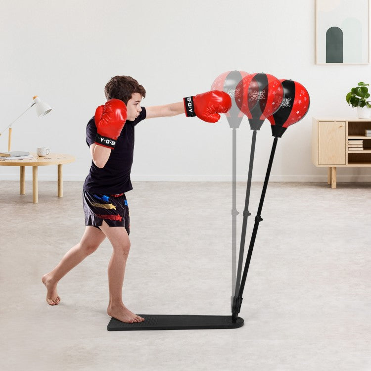 Sac de frappe pour enfants avec support réglable et gants de boxe