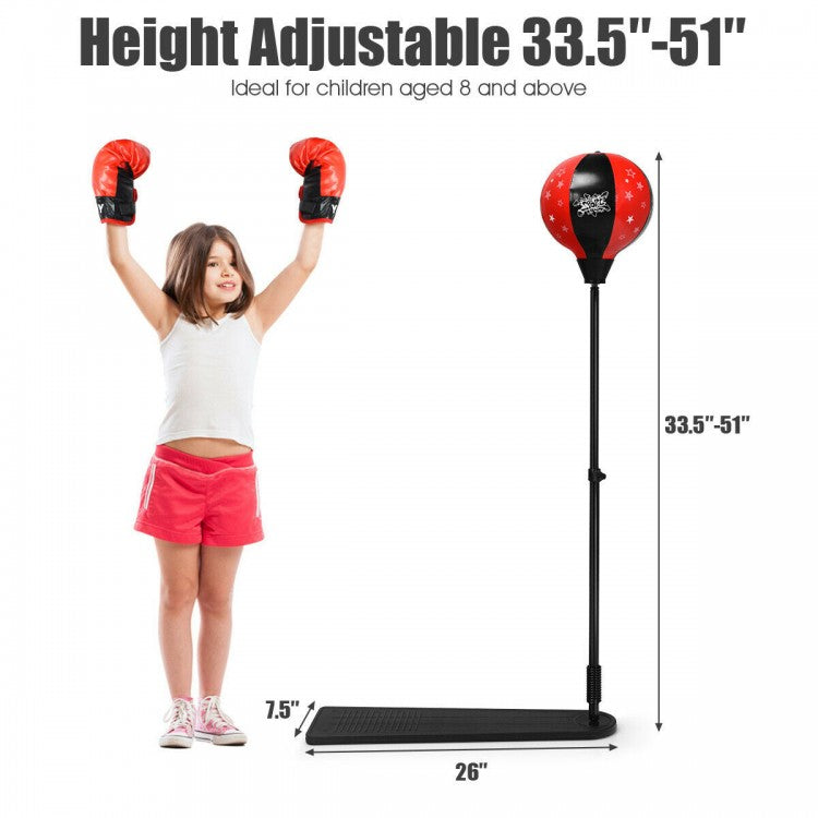 Kids Punching Bag with Adjustable Stand and Boxing Gloves