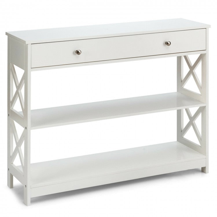 3-Tier Console Table with Drawers for Living Room Entryway