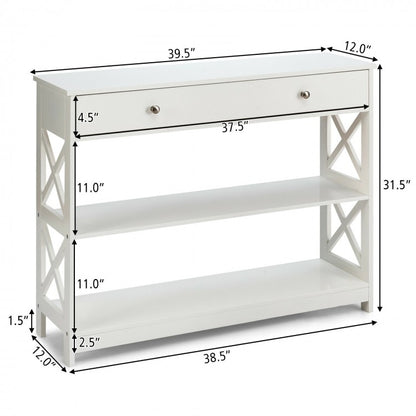 Table console à 3 niveaux avec tiroirs pour entrée de salon