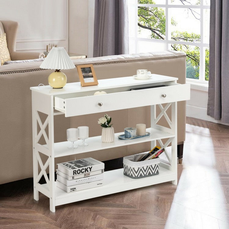 3-Tier Console Table with Drawers for Living Room Entryway