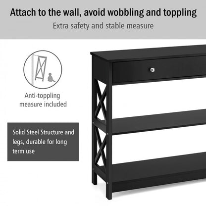 3-Tier Console Table with Drawers for Living Room Entryway