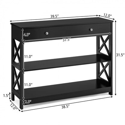 Table console à 3 niveaux avec tiroirs pour entrée de salon