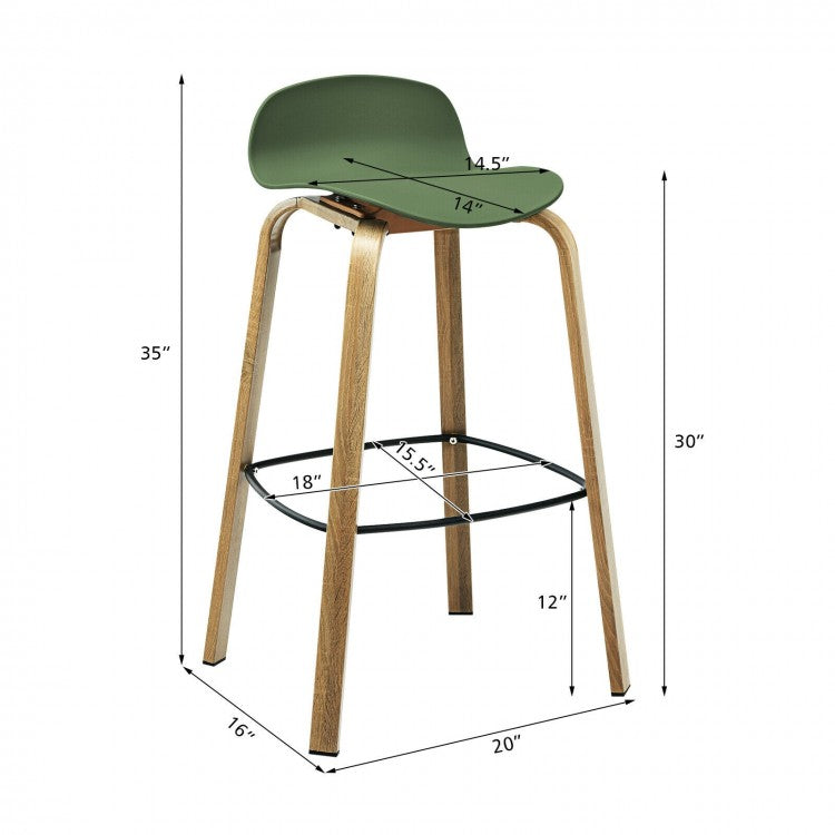 Lot de 2 tabourets de bar modernes avec dossier bas et pieds en métal