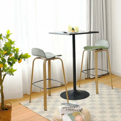 Set of 2 Modern Barstools Pub Chairs with Low Back and Metal Legs