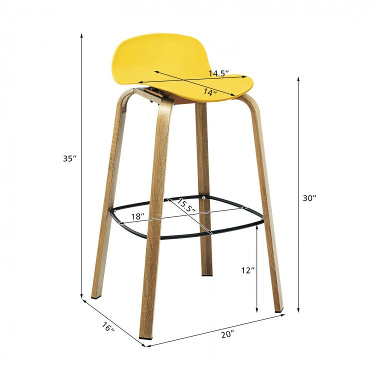 Lot de 2 tabourets de bar modernes avec dossier bas et pieds en métal