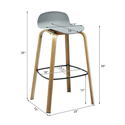 Lot de 2 tabourets de bar modernes avec dossier bas et pieds en métal