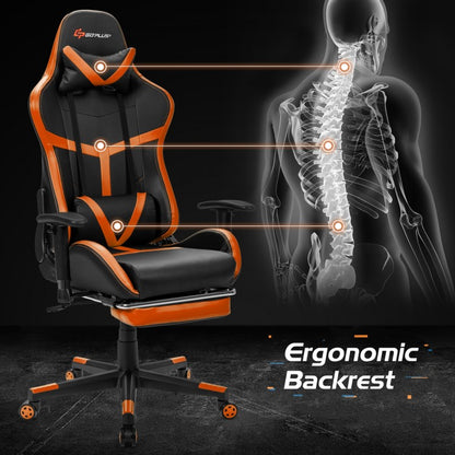 Reclining Racing Chair with Lumbar Support Footrest