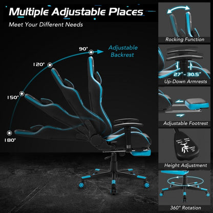 Reclining Racing Chair with Lumbar Support Footrest