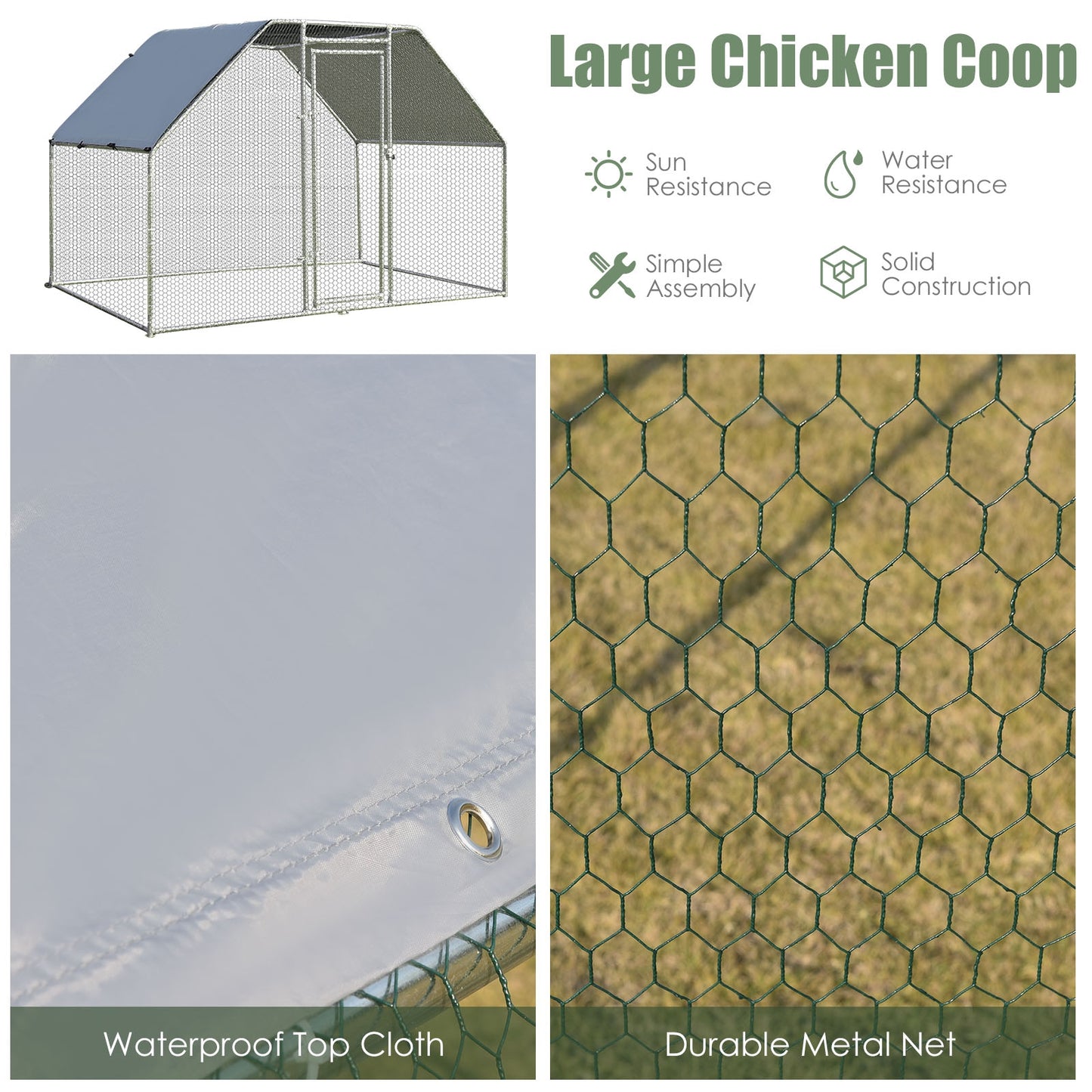 9.5 x 6.5 Feet Large Walk In Chicken Run Cage