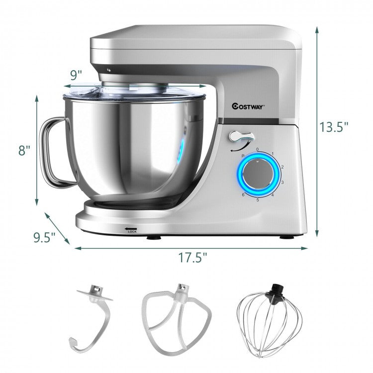 7.5 QT Tilt-Head Stand Mixer 6 Speed 660W with Dough Hook Beater