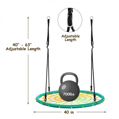 40 Inch Spider Web Tree Swing Kids Outdoor Play Set with Adjustable Ropes