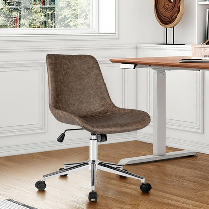 Chaise de bureau réglable en cuir sans accoudoirs à dossier moyen