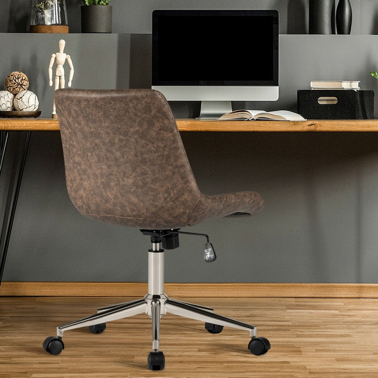 Chaise de bureau réglable en cuir sans accoudoirs à dossier moyen