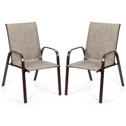 2 Pieces Patio Outdoor Dining Chair with Armrest