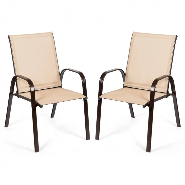 2 Pieces Patio Outdoor Dining Chair with Armrest